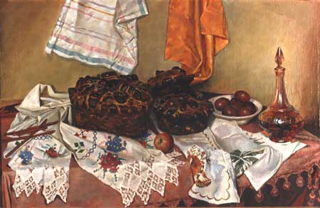 Пасхальный натюрморт, 1997г., 100х70, холст, масло