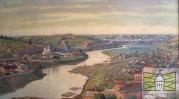 Смоленские холмы (пойма реки Днепр). Холст, масло. 96х60. 1948.